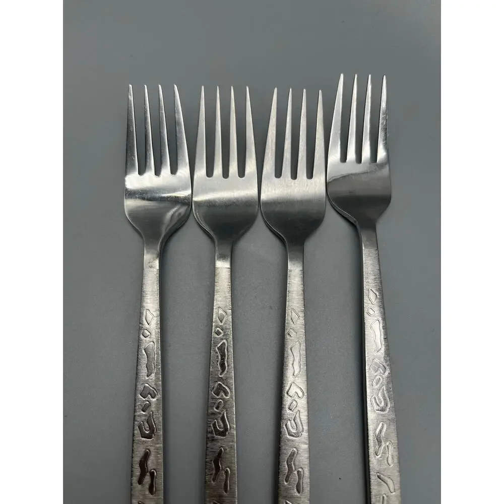 Stanley Robert's‎ Stainless Malaga Abstract design flatware 4 Dinner Forks